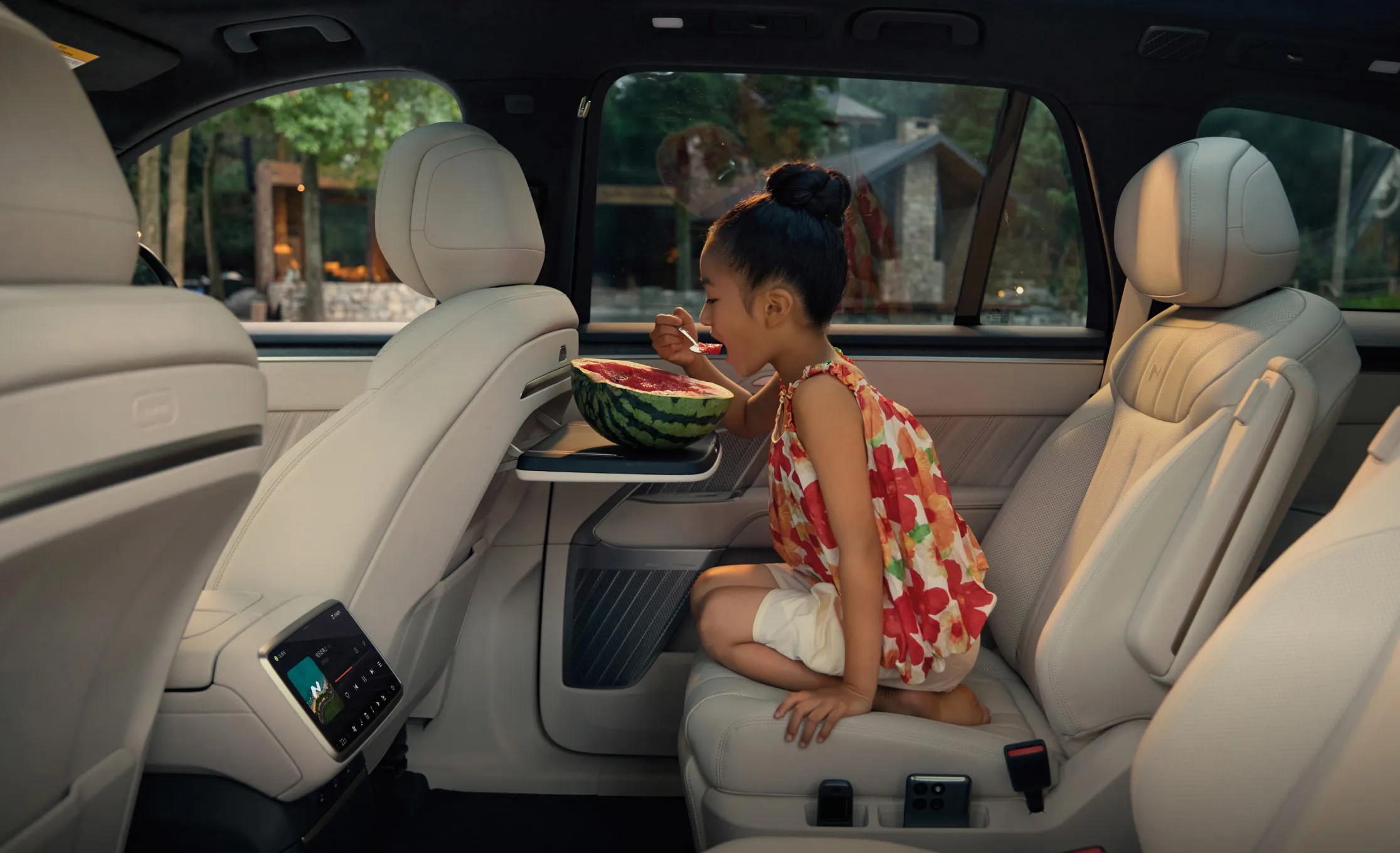 Second row right side folding table