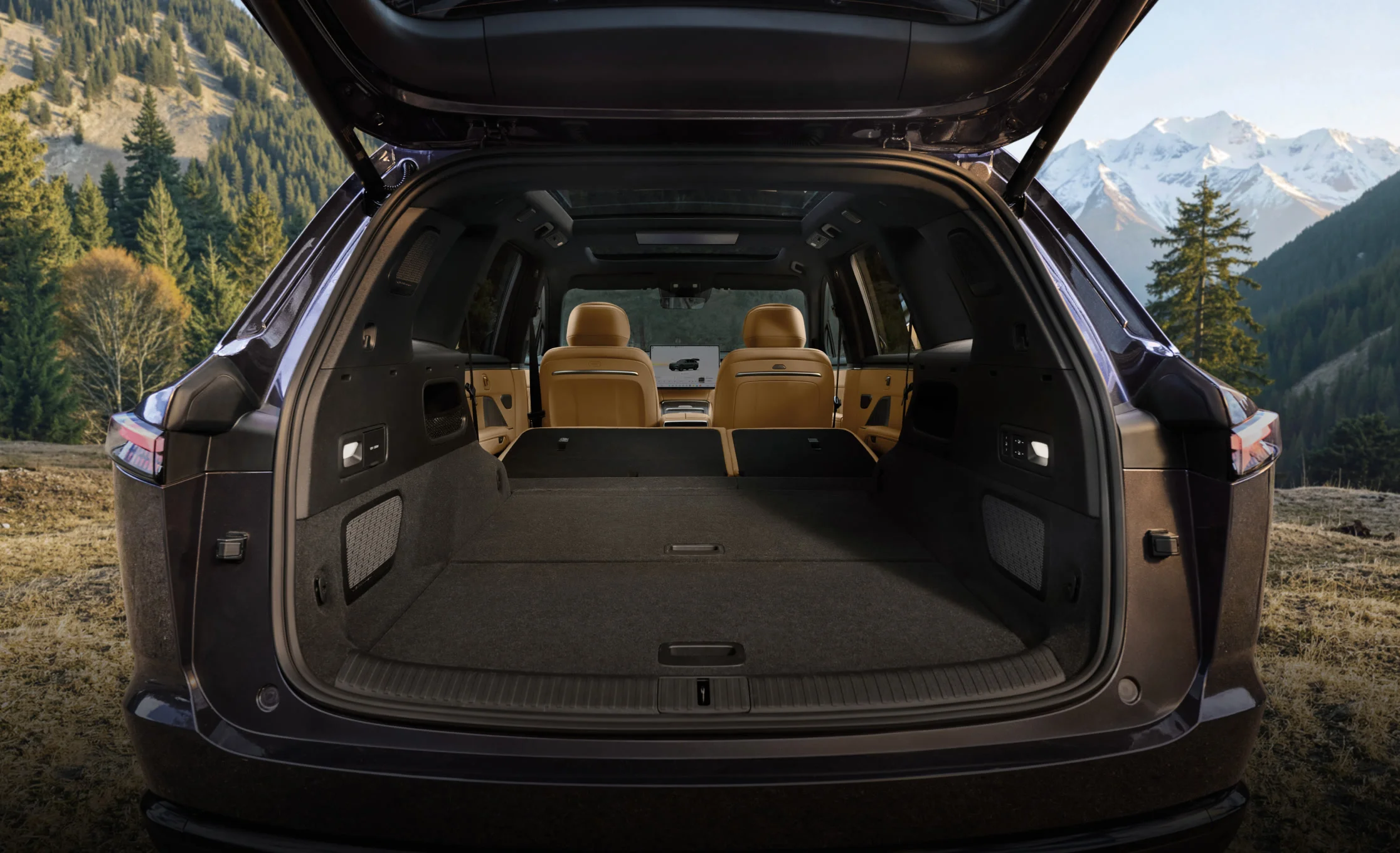 The second-row seats can be folded flat to extend the seating area.